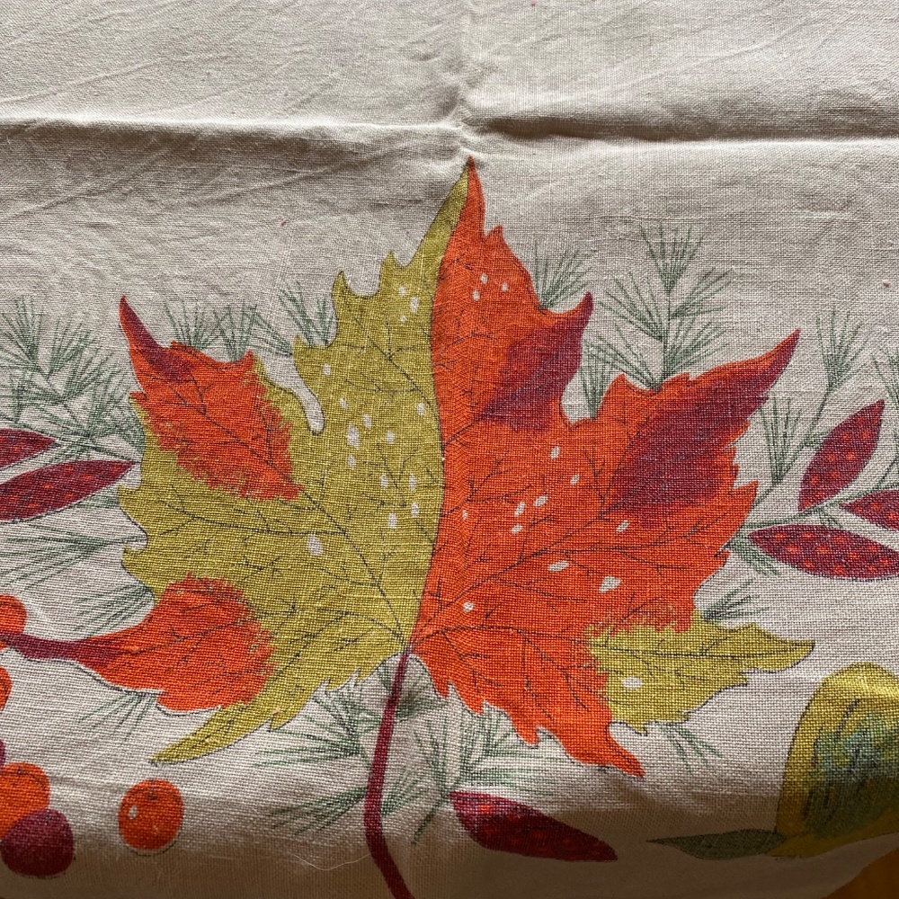 Vintage cotton harvest print tablecloth 50x60 - Picture 6 of 11
